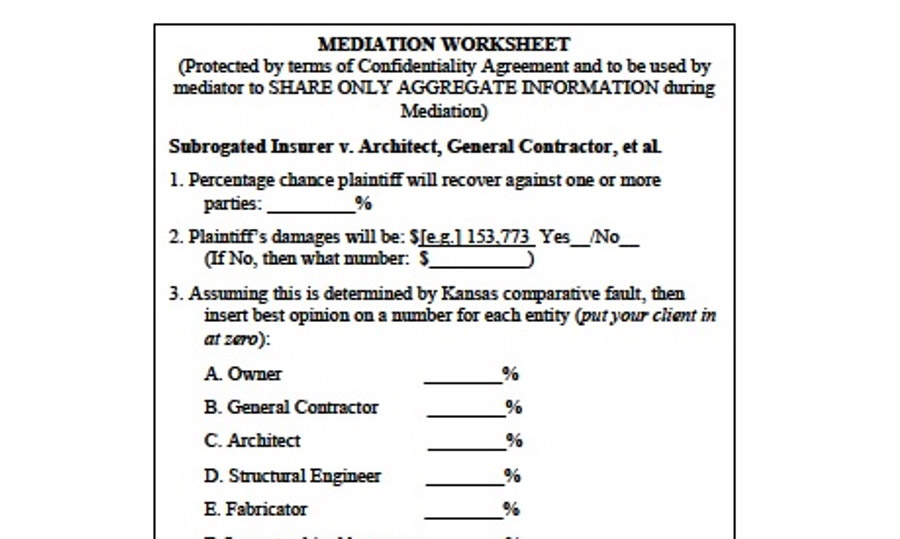 Information Gathering Through Worksheets in Multi-Party Construction Med